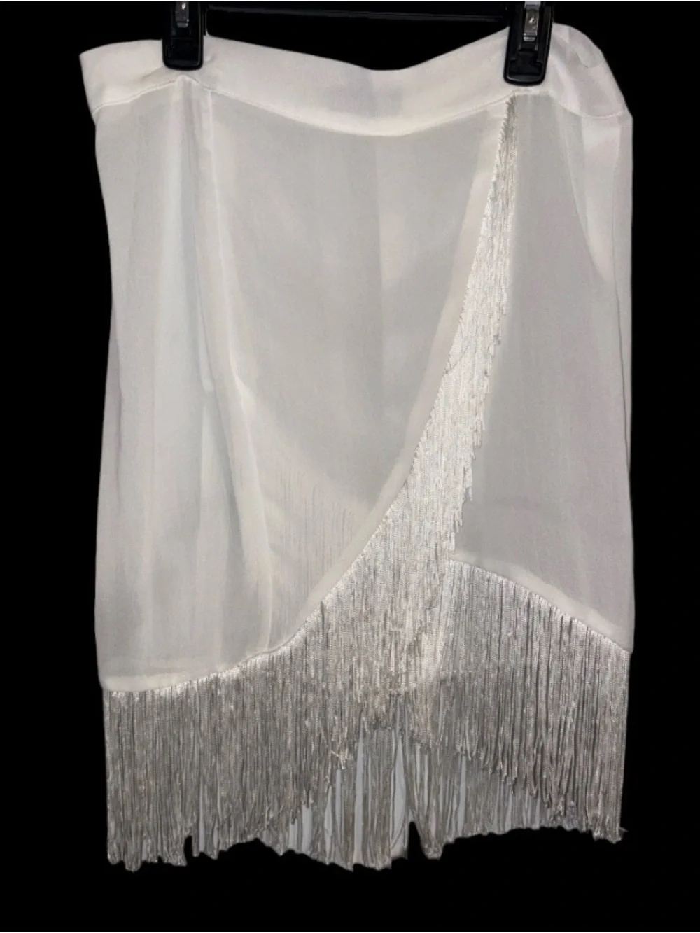 Prettylittlething  Swim suit Fringed Faux Wrap skirt coverup in white NEW!